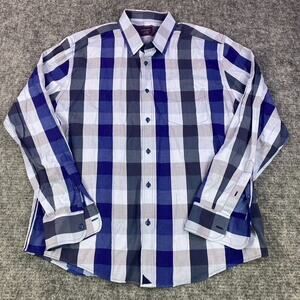 Untuckit Long Sleeve Button Shirt Men's XL Blue Plaid